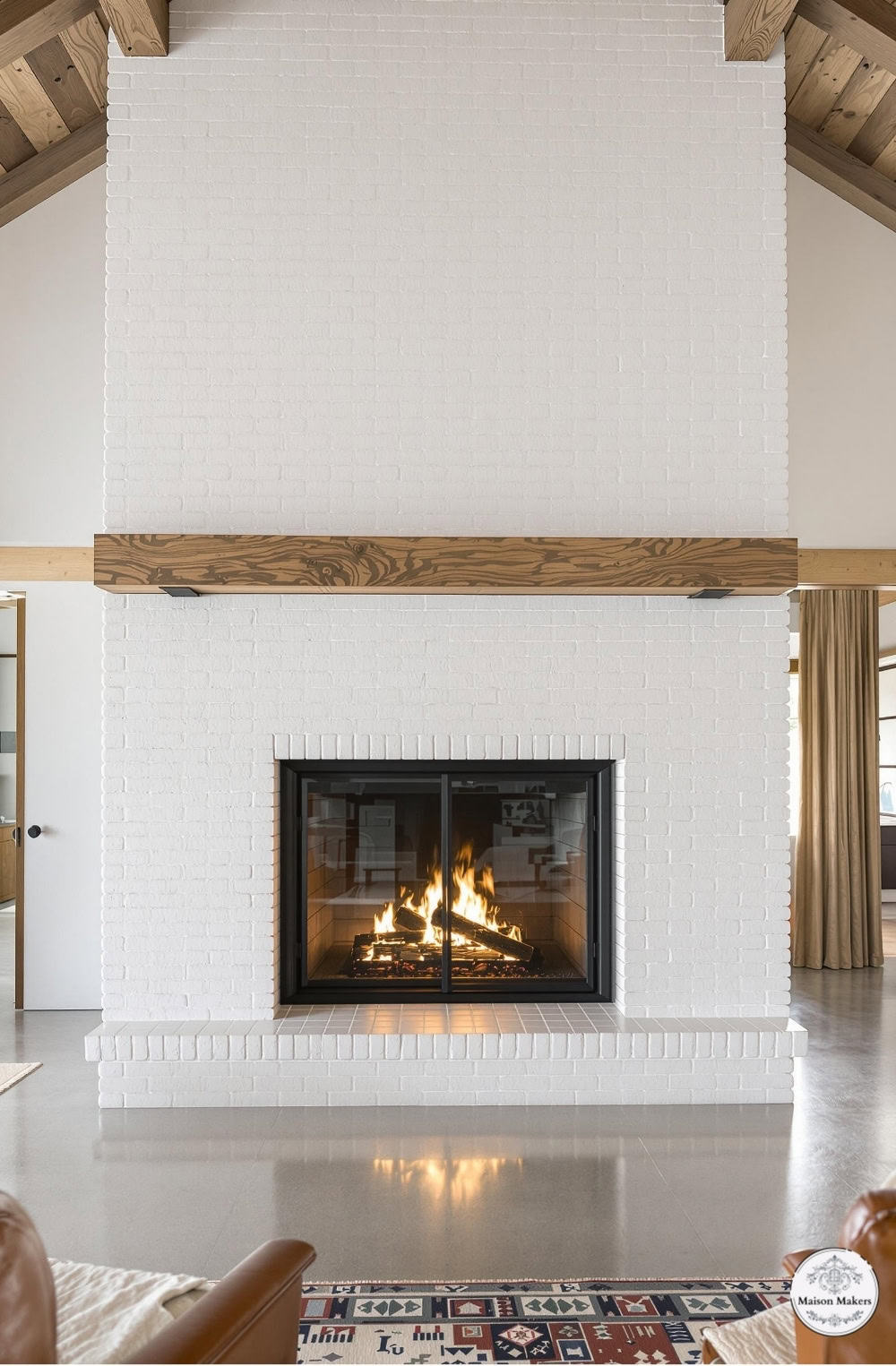 a living room with a fire place in it