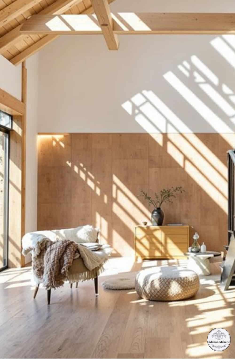 a living room filled with furniture and a large window