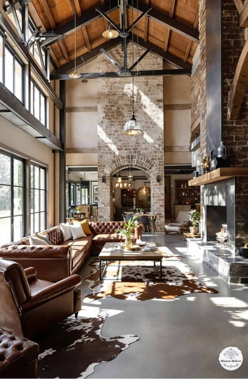 a living room filled with furniture and a fire place