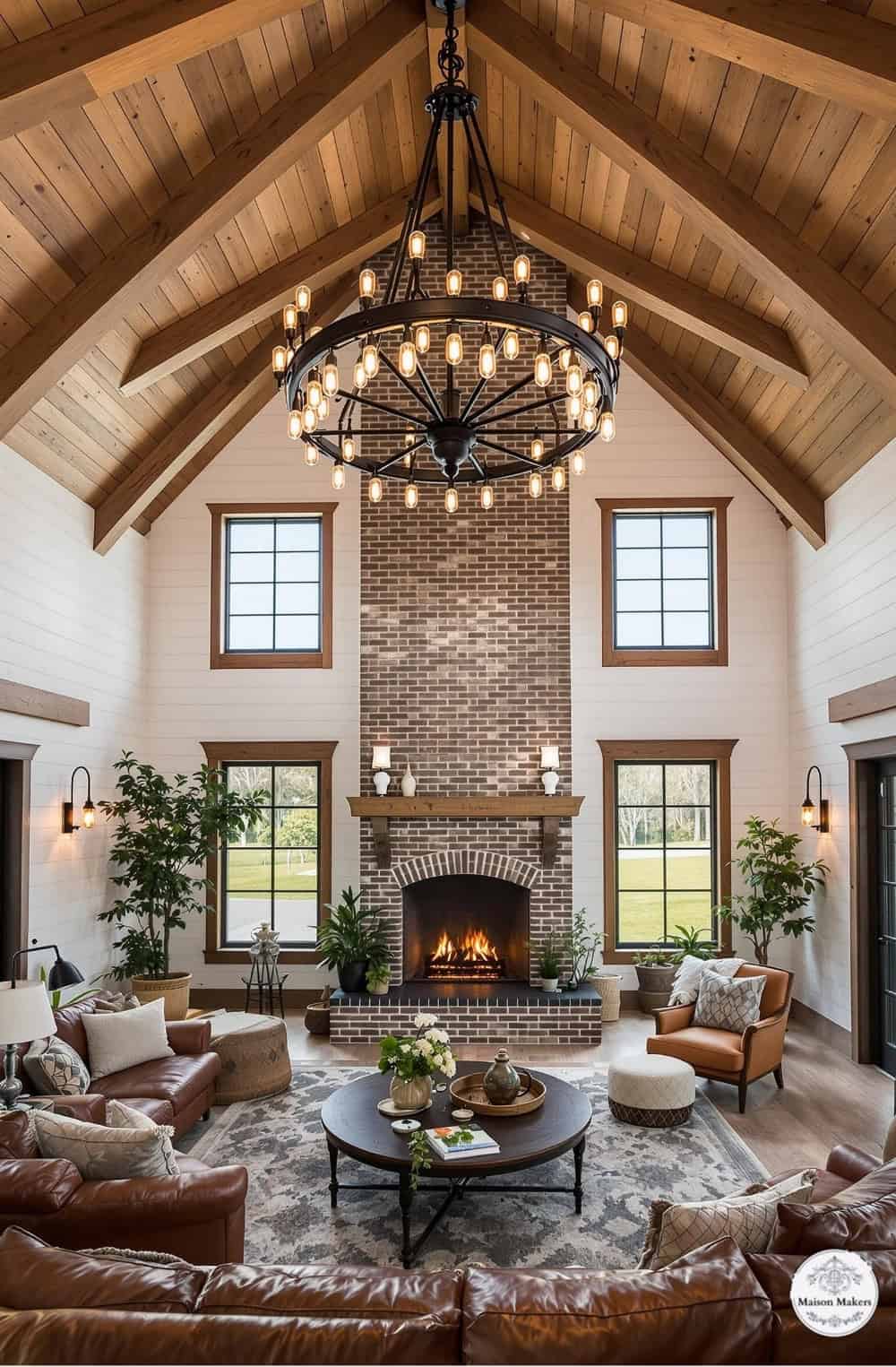 a living room filled with furniture and a fire place