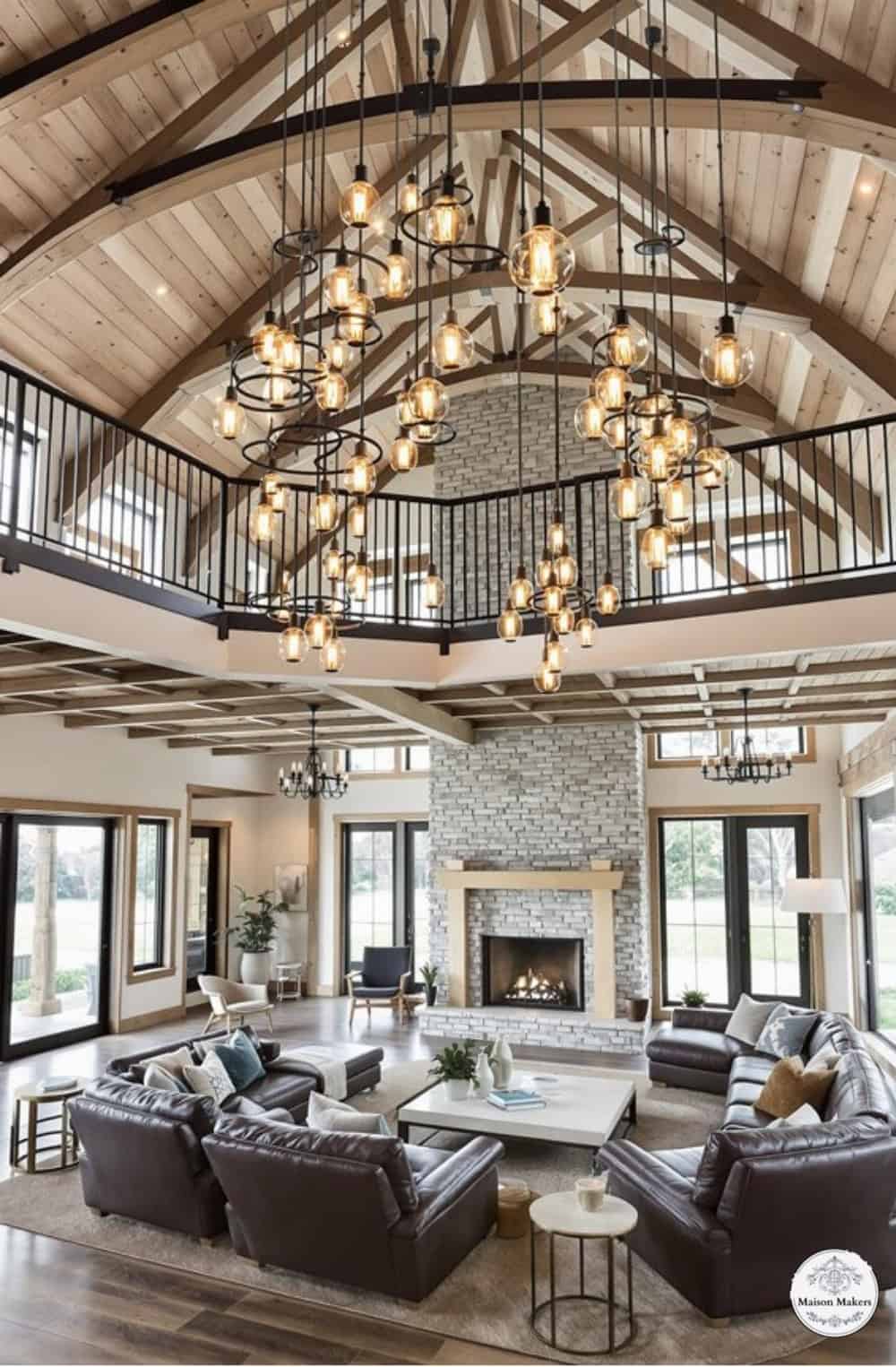 a living room filled with furniture and a fire place