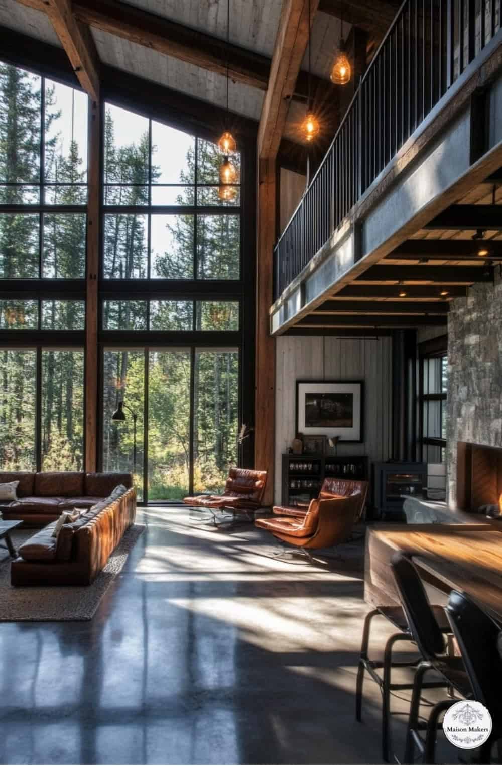 a living room filled with furniture and a fire place