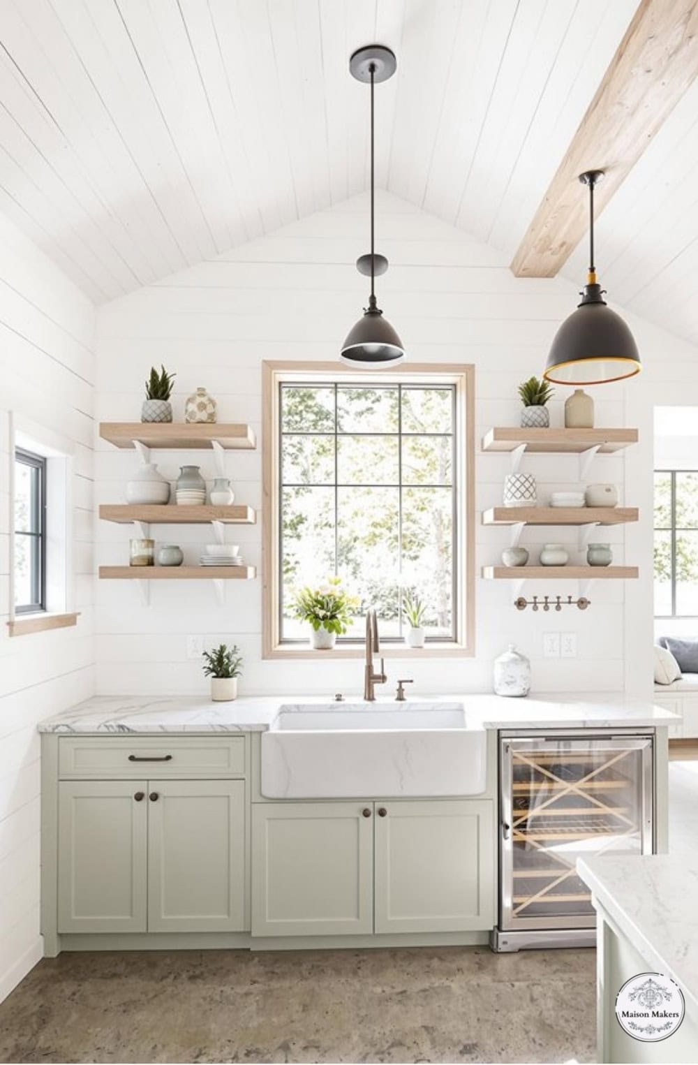 a kitchen with a sink and a window