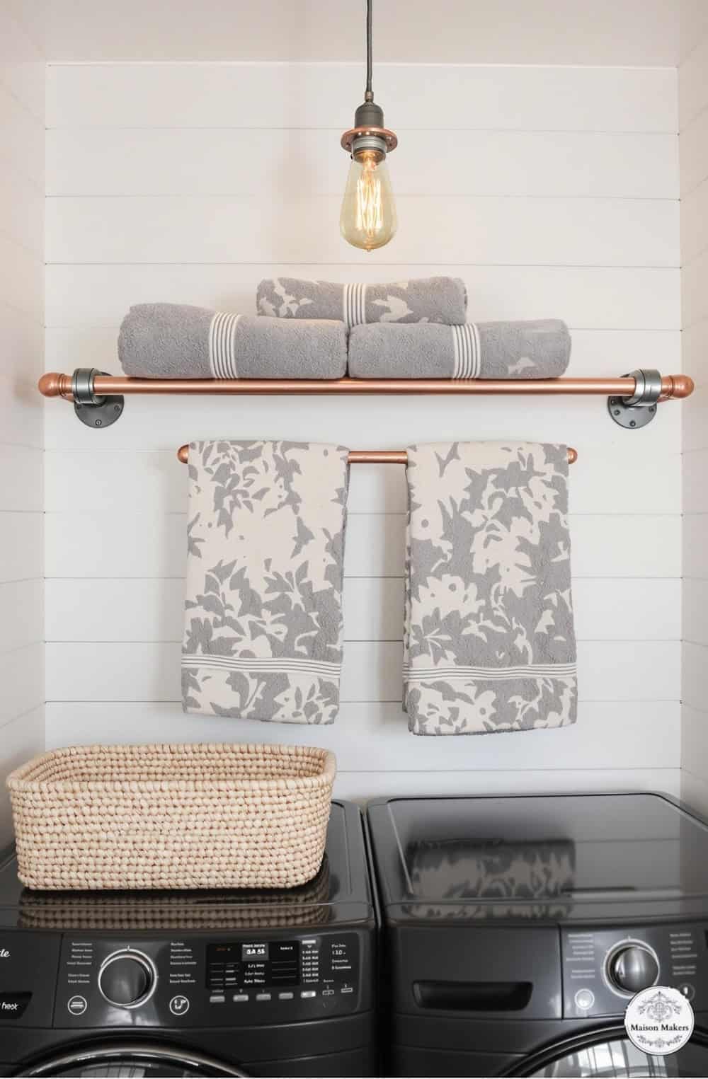 a washer and dryer in a small room