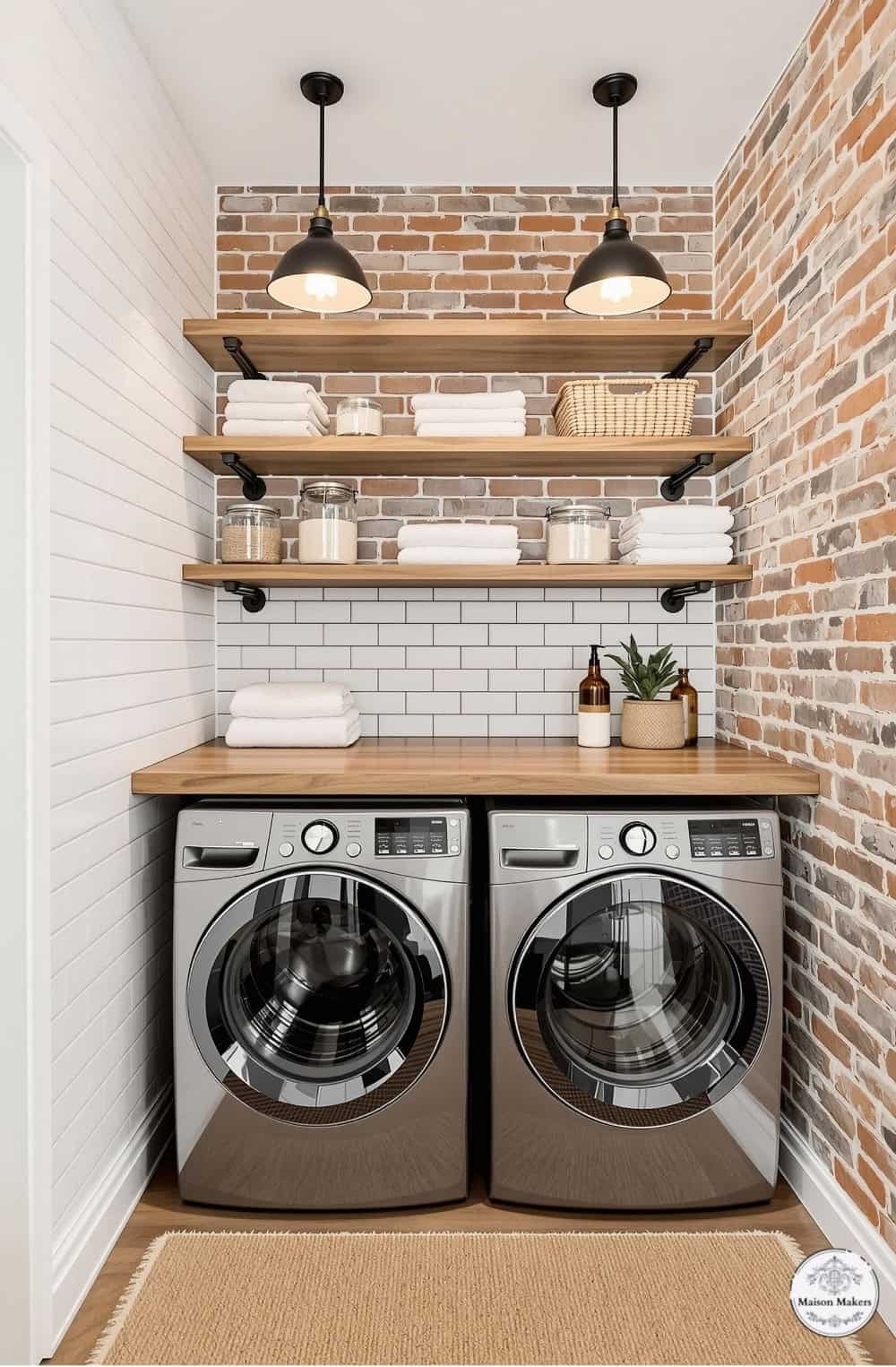 a washer and dryer in a small room