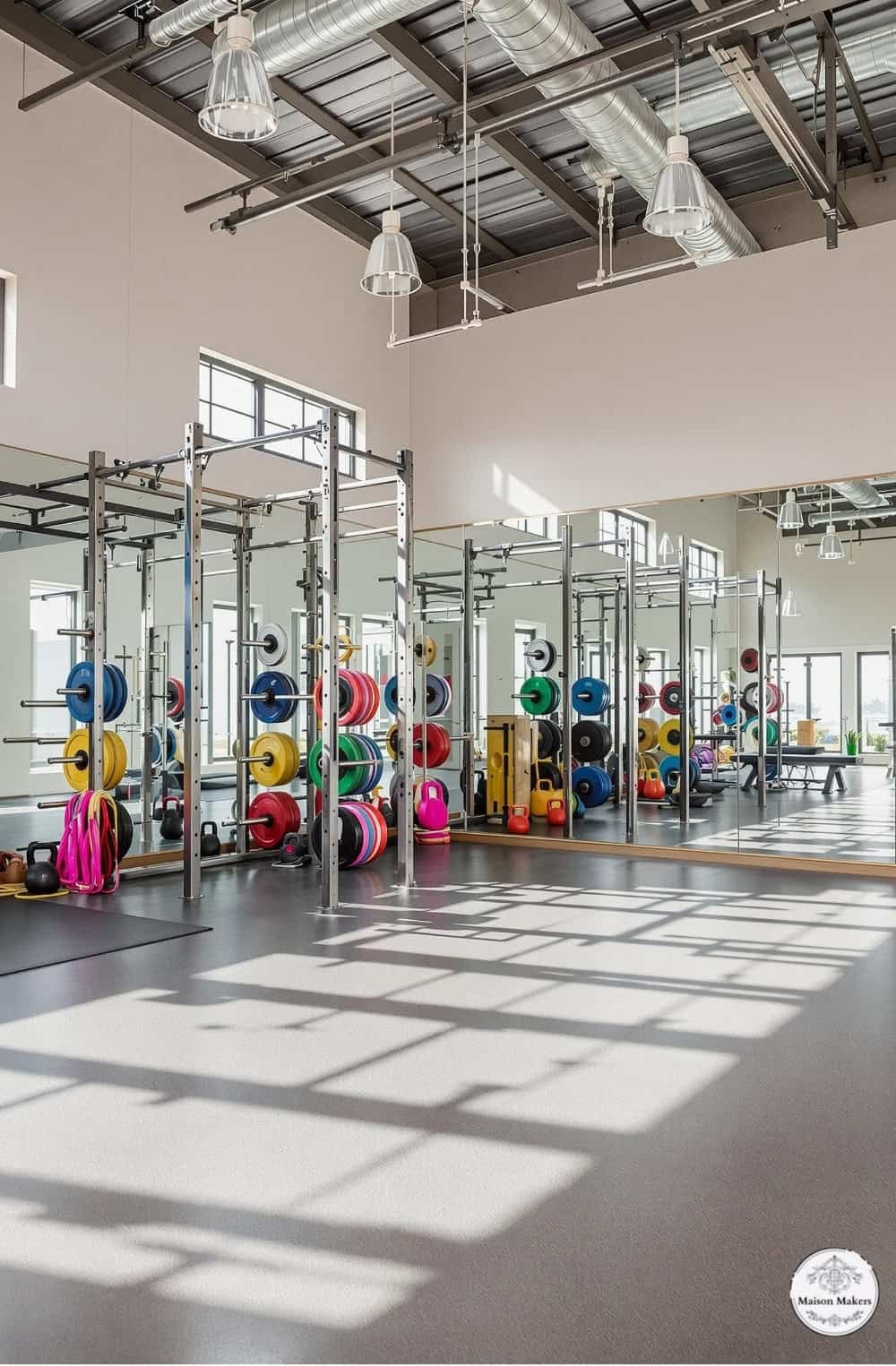 a gym filled with lots of exercise equipment