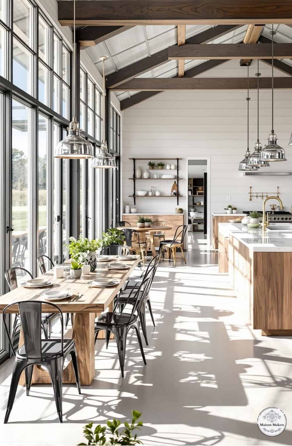 a kitchen with a table and chairs in it