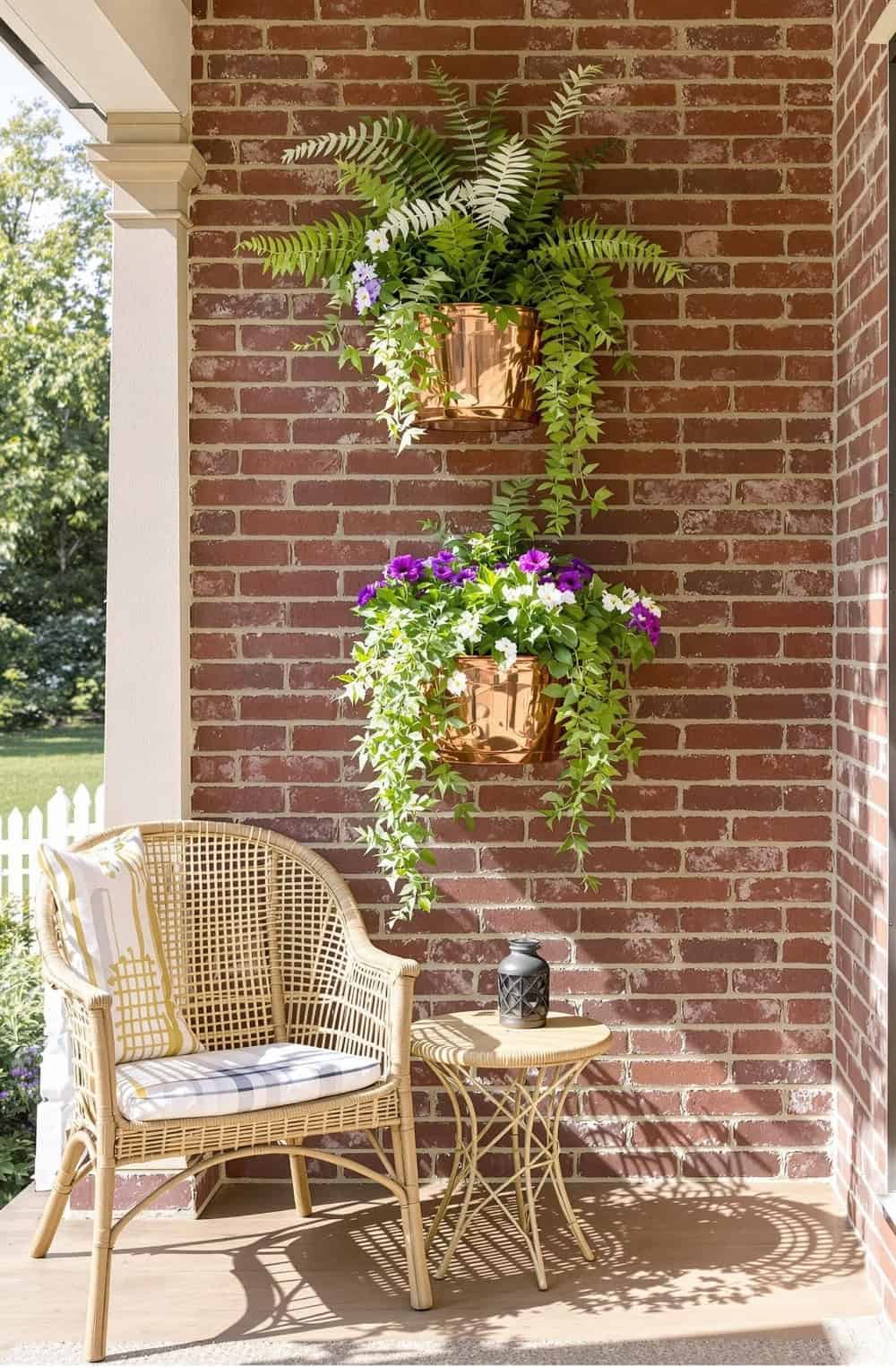 a couple of plants that are on a wall