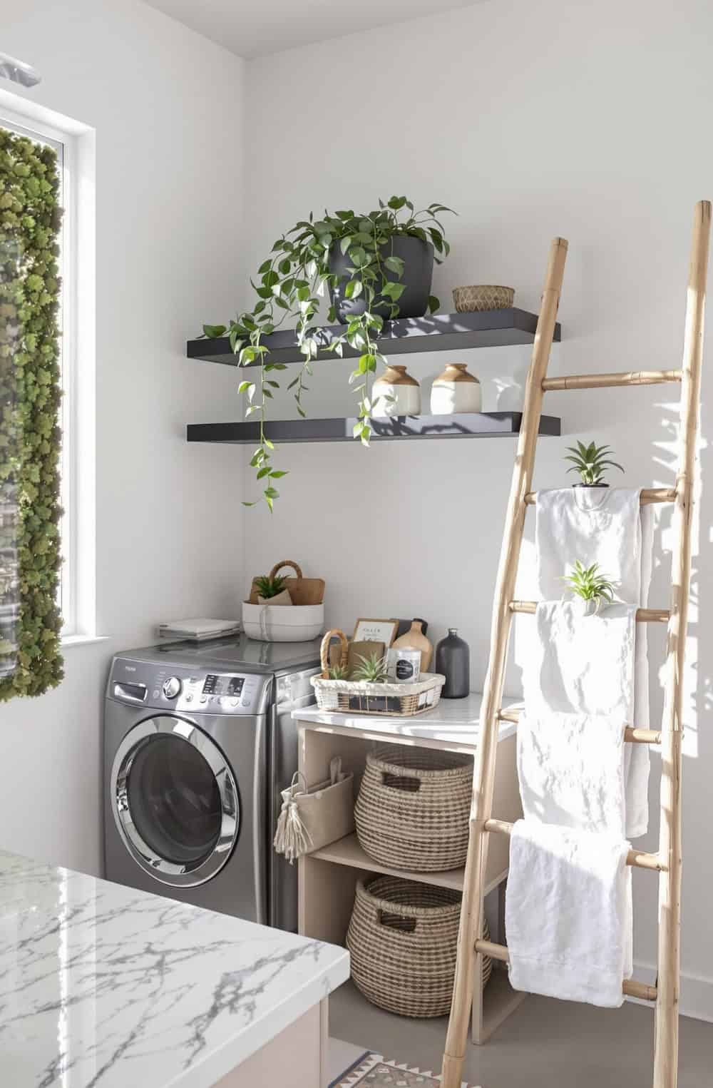 a washer and dryer in a small room