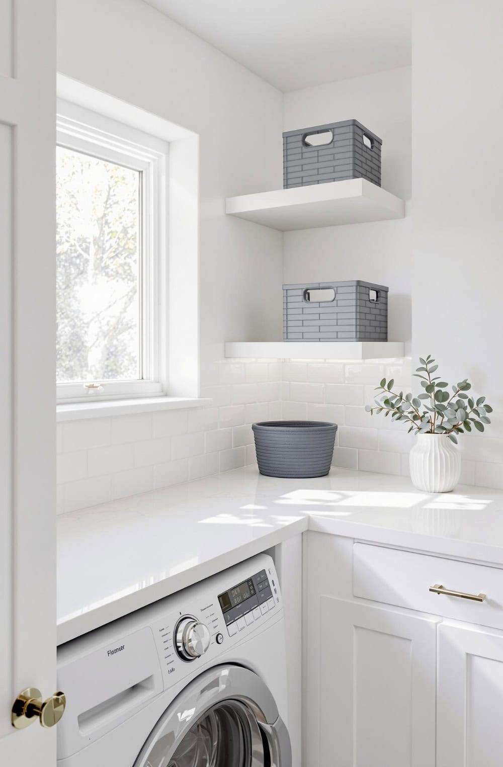 a laundry room with a washer and dryer