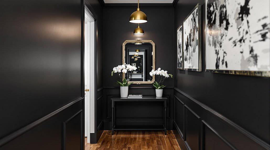 chic black hallway design