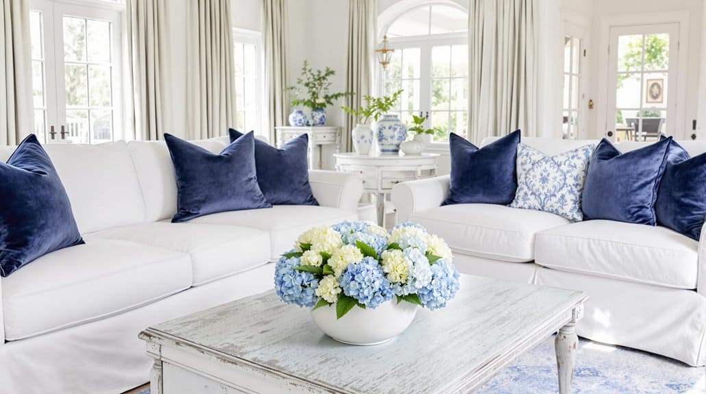 classic blue and white decor