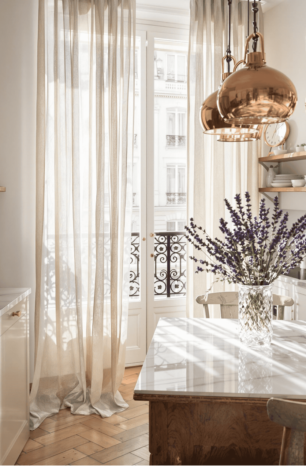 a table with a vase of flowers on top of it