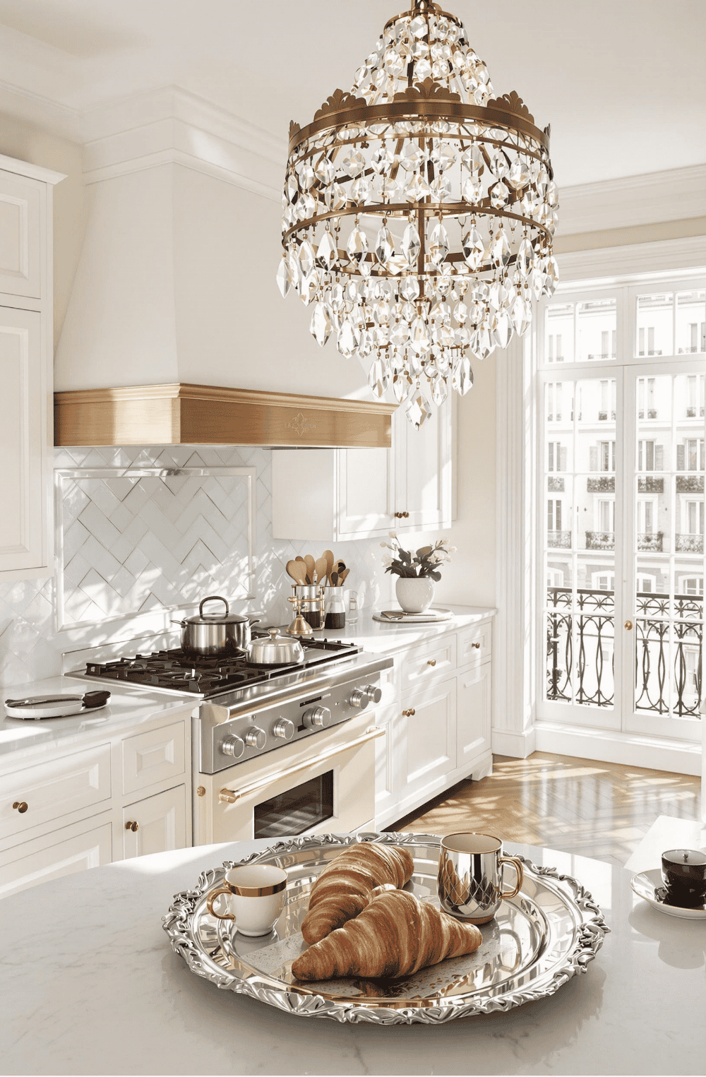 a plate of croissants on a kitchen counter