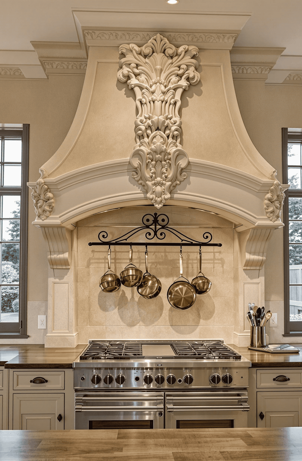 a stove top oven sitting inside of a kitchen