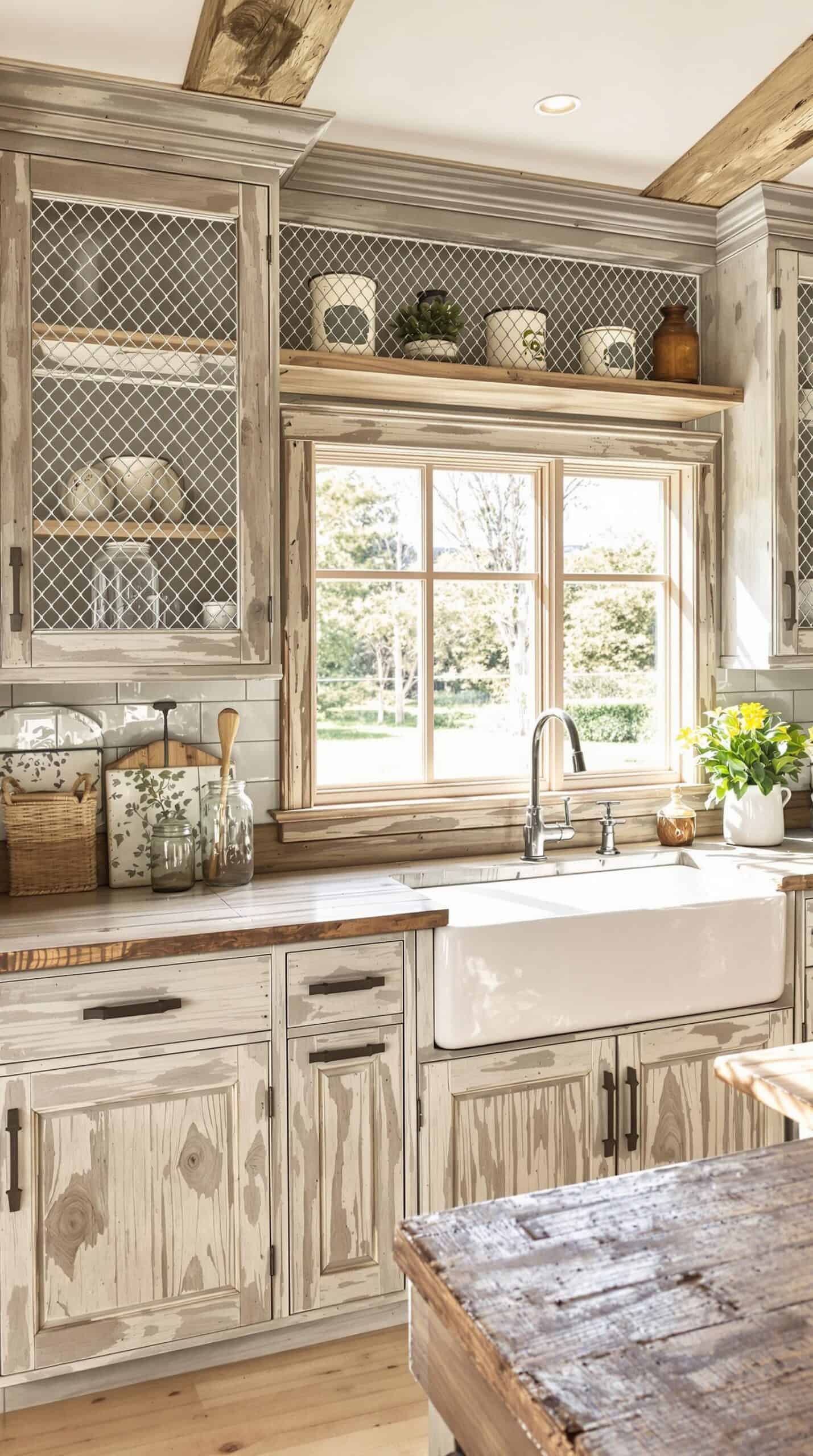 a kitchen with a sink and a window