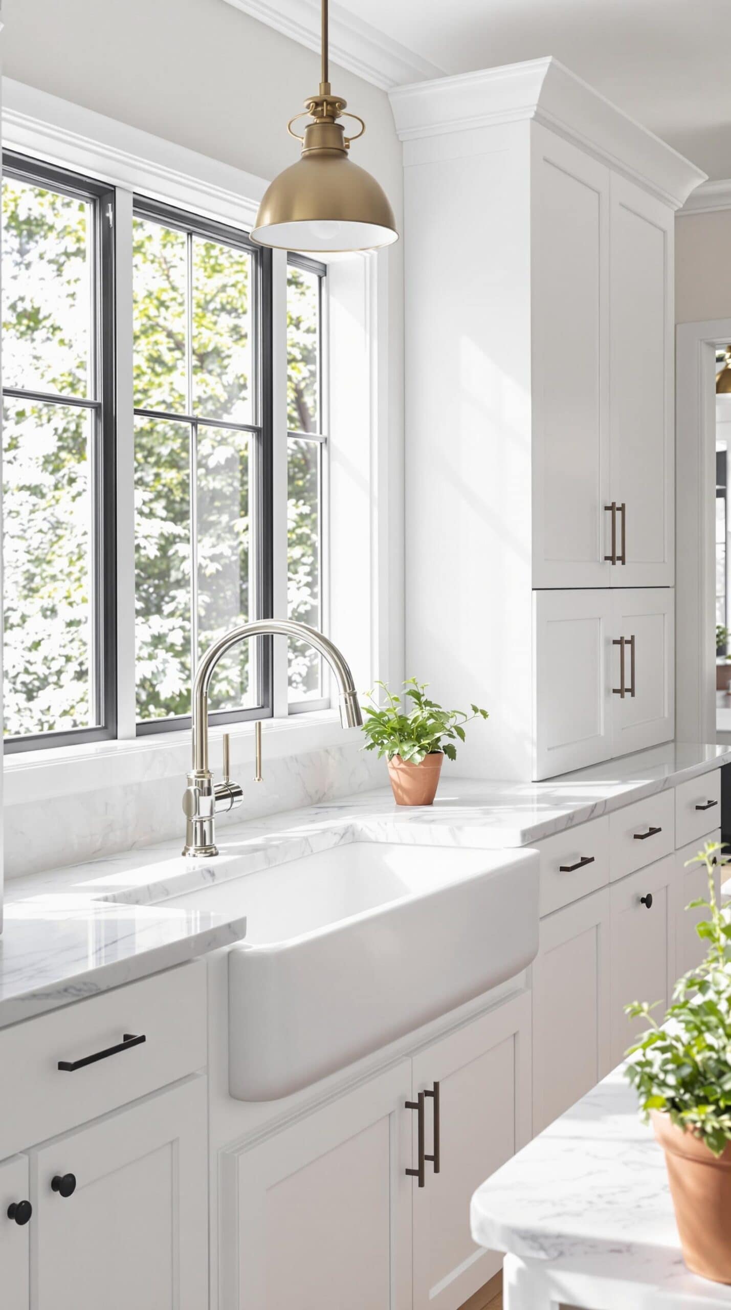 a kitchen with a sink and a window