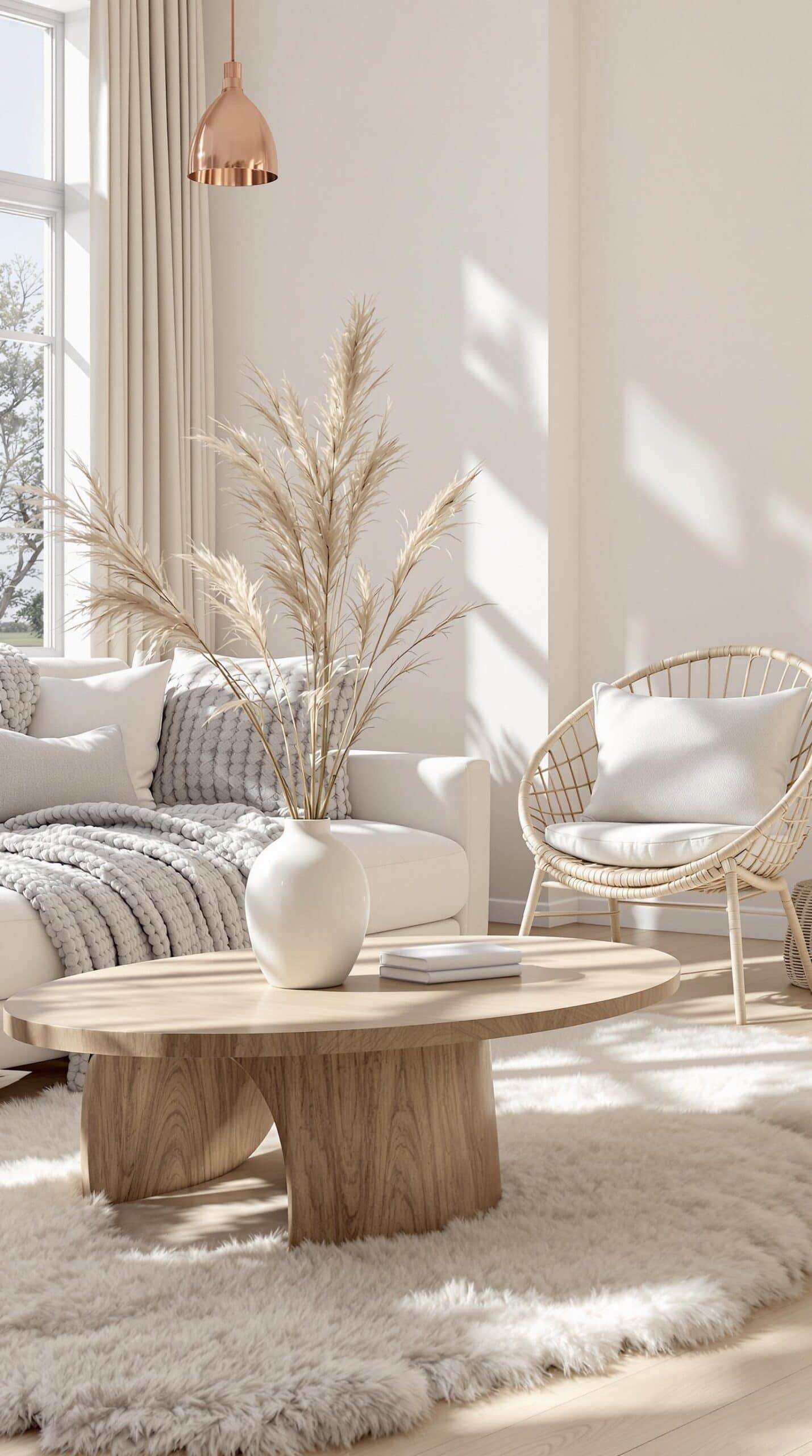 a living room filled with furniture and a large window