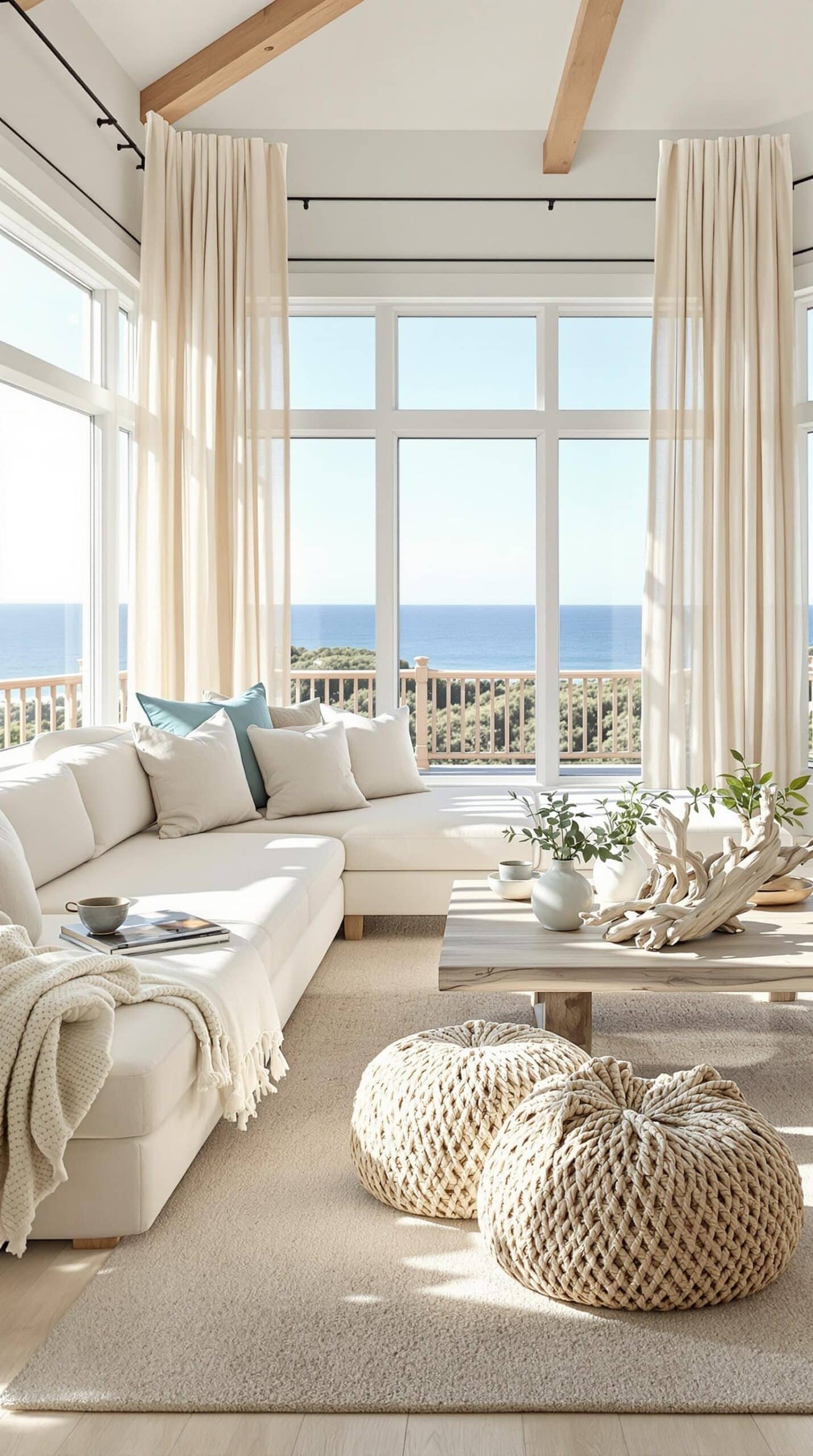 a living room filled with furniture and a large window