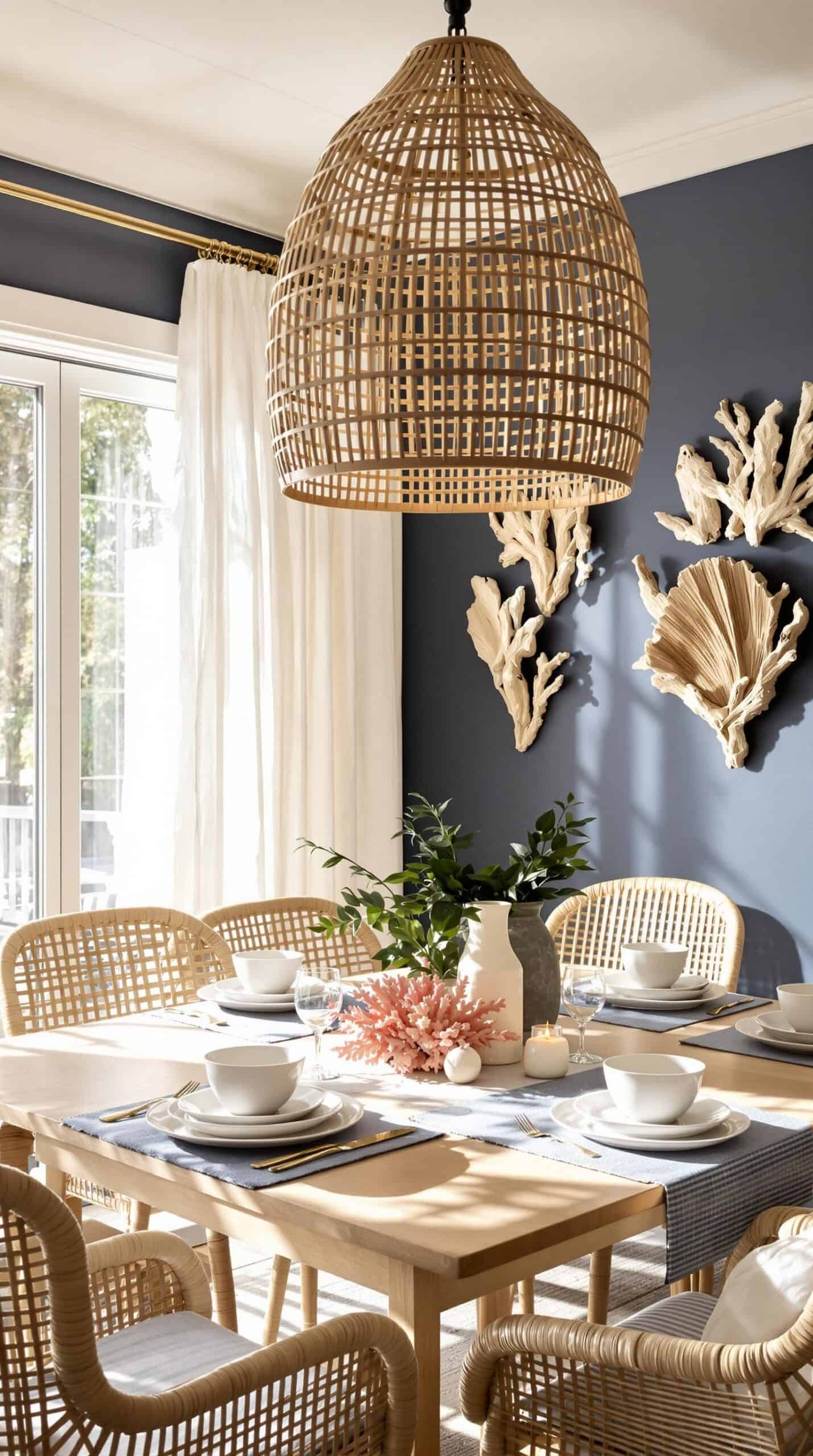 a dining room with a table and chairs