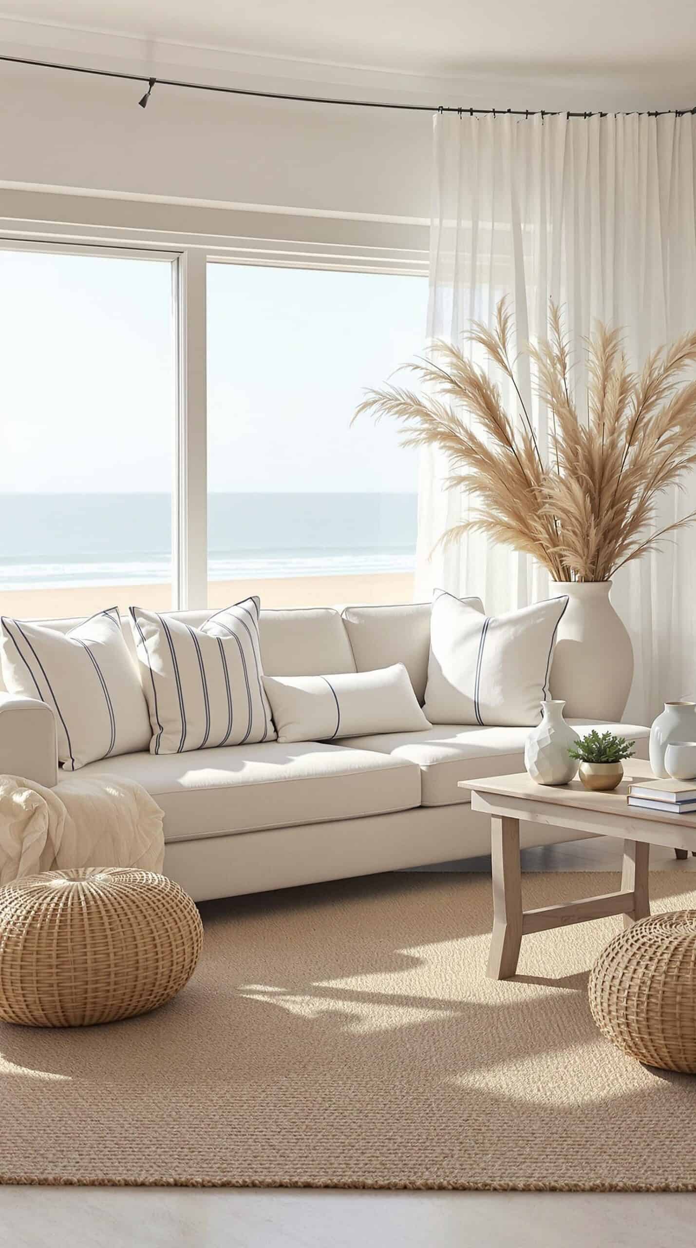 a living room filled with furniture and a large window