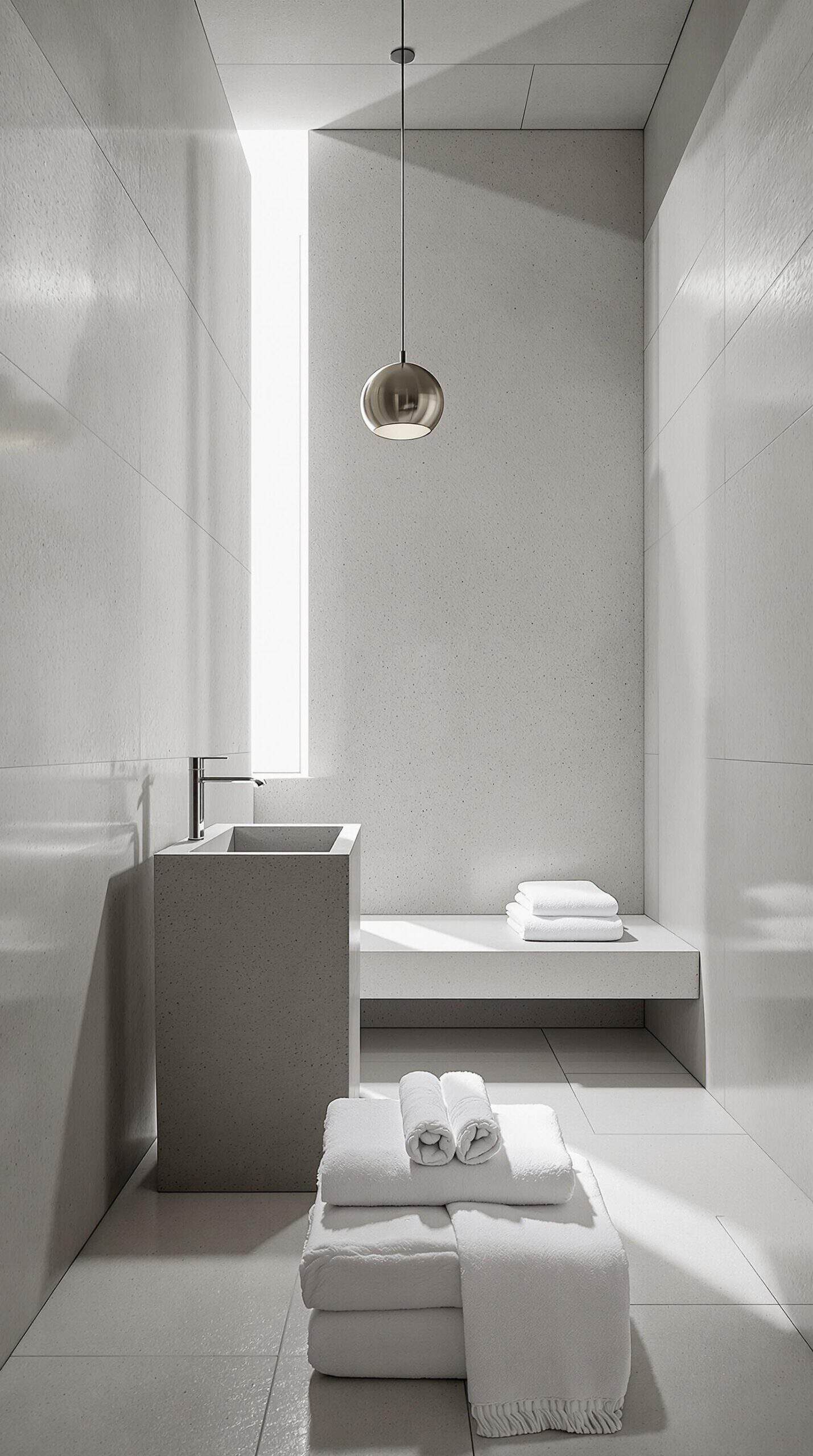 a bathroom with white towels and a sink