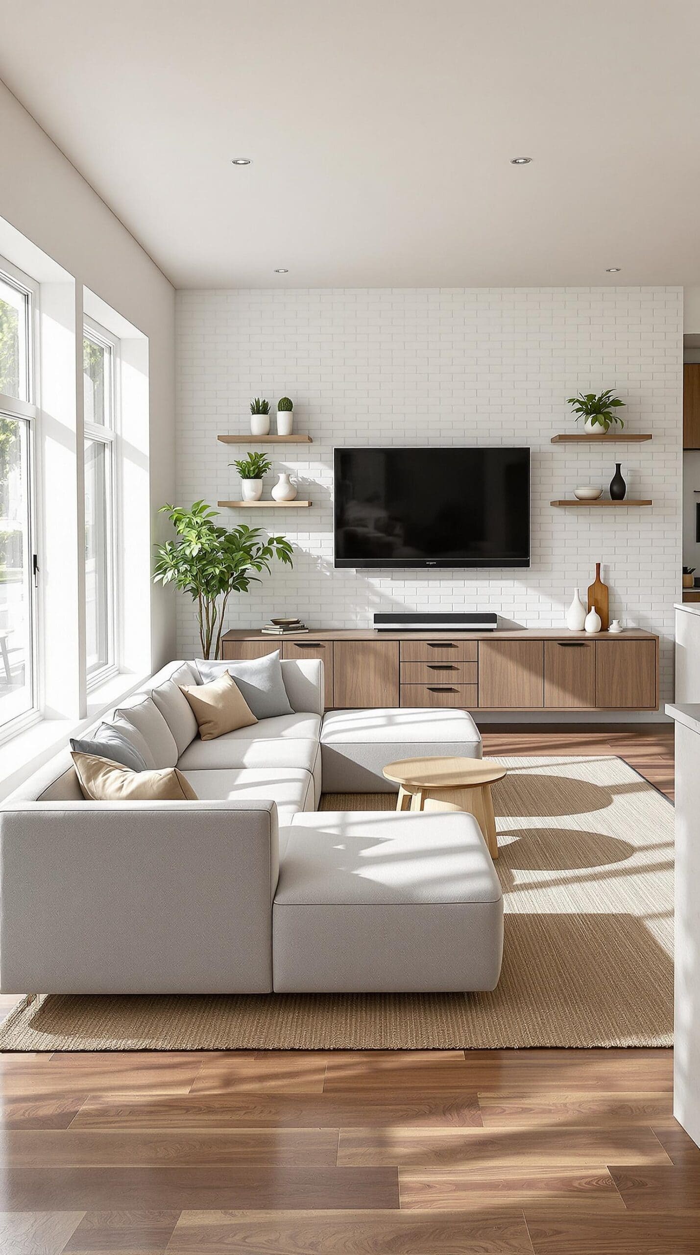 a living room filled with furniture and a flat screen tv