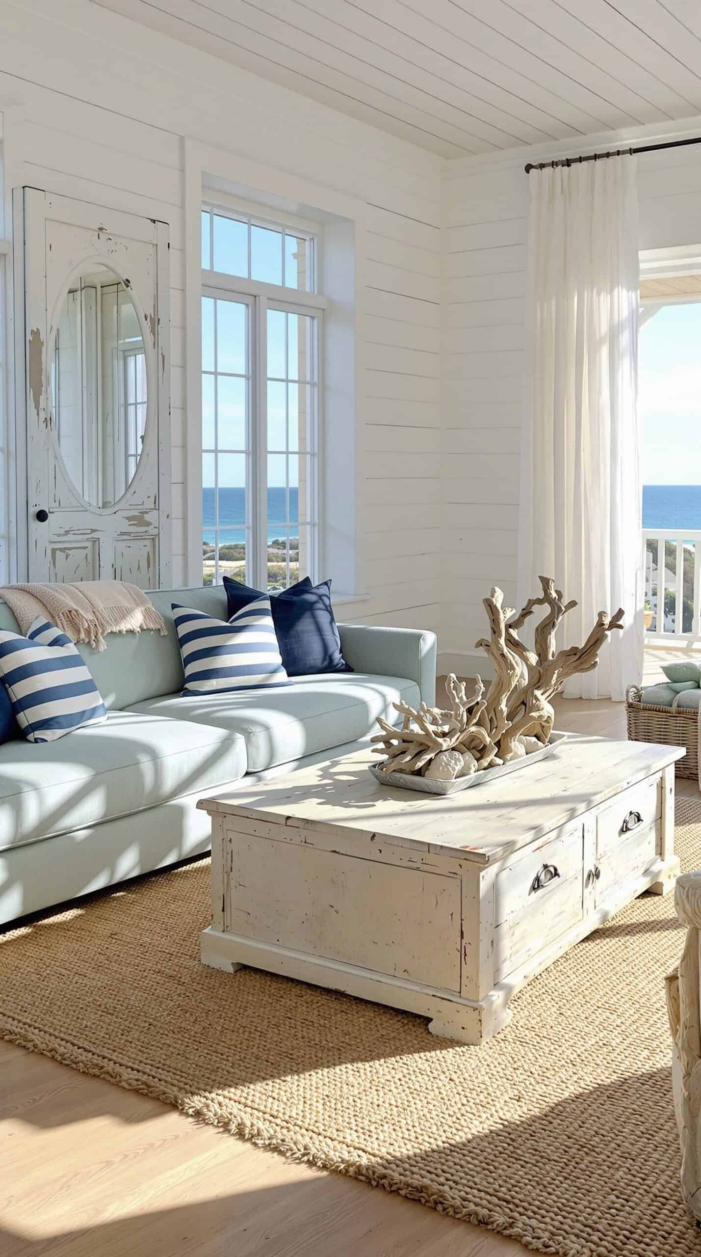 a living room filled with furniture and a large window