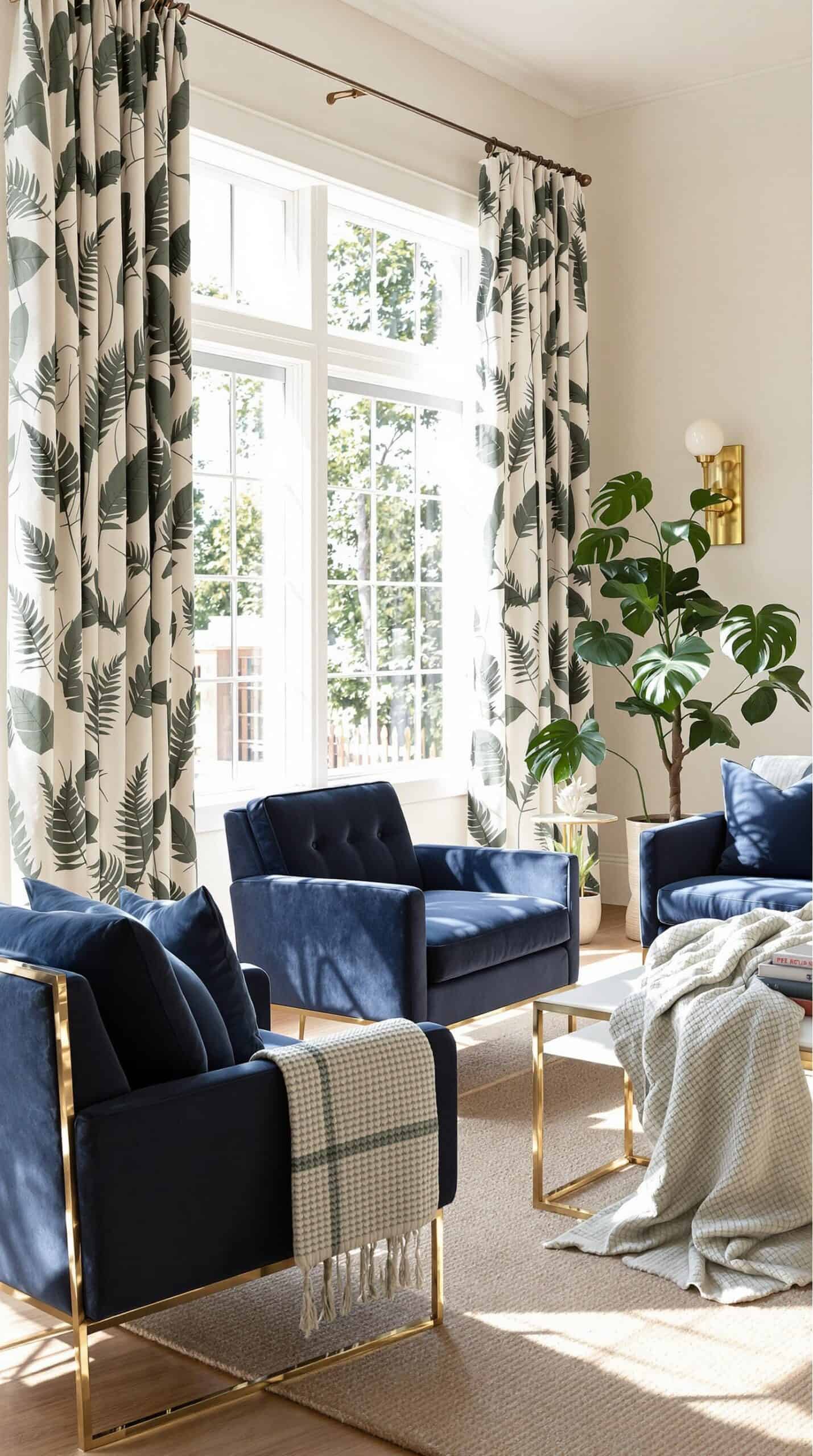a living room filled with furniture and a large window