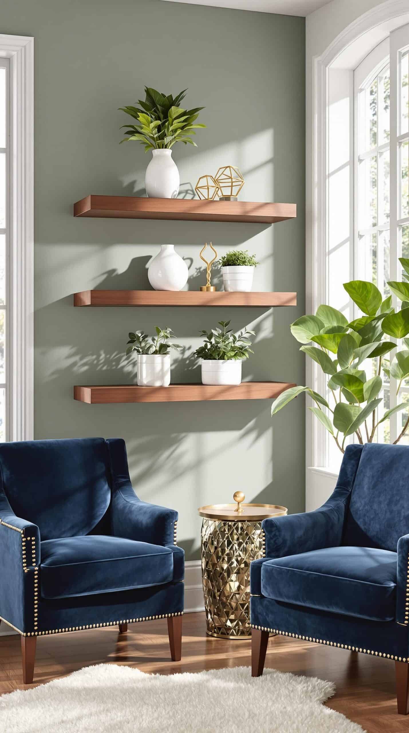 a living room with two chairs and a table