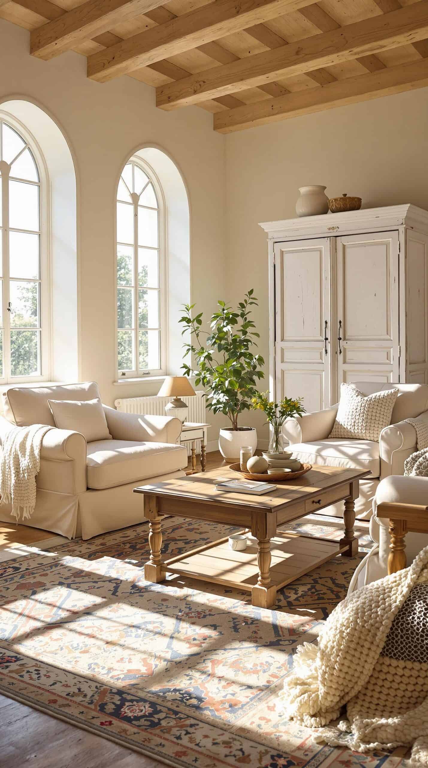 a living room filled with furniture and windows