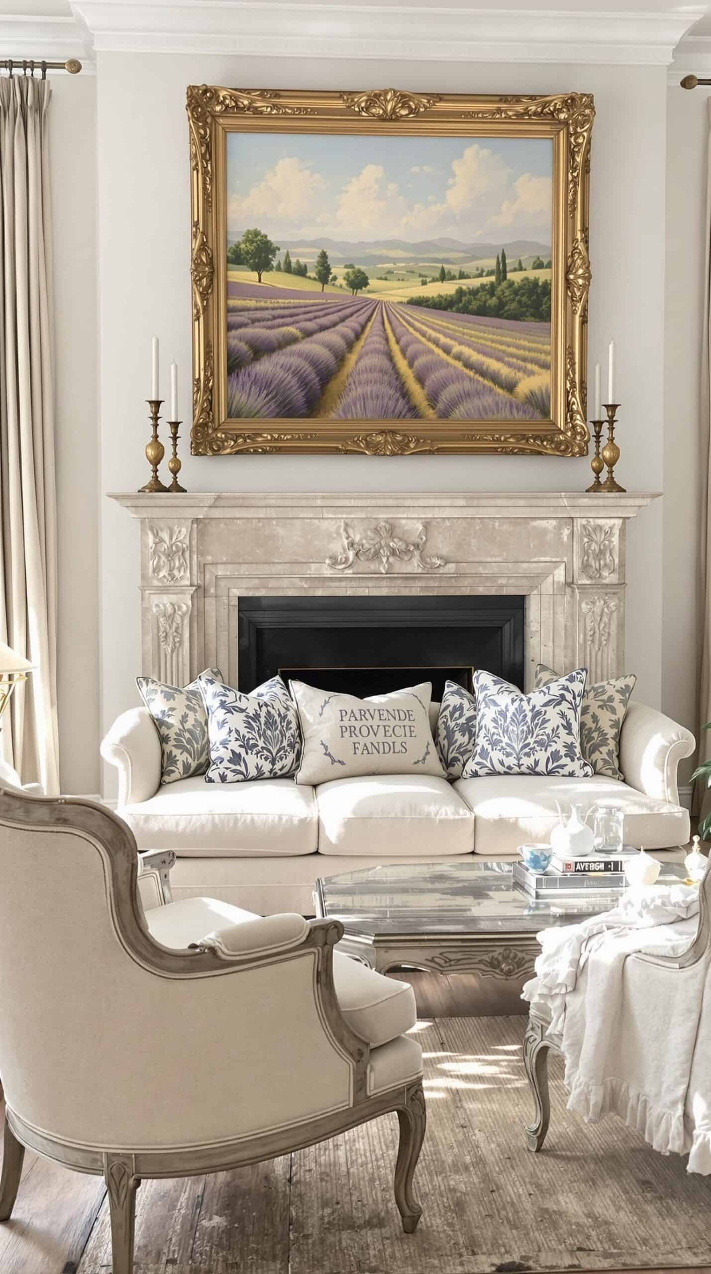 a living room filled with furniture and a fire place