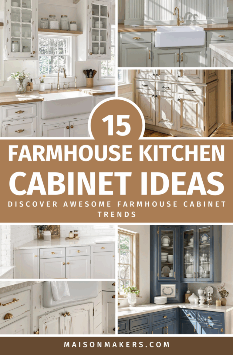 15 Farmhouse Kitchen Cabinet Ideas for a Rustic Look - Maison Maker - Farmhouse Style Kitchen Range Side Cabinets