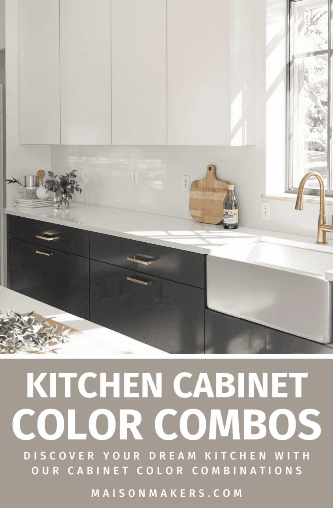 a kitchen with white cabinets and a black and white counter top