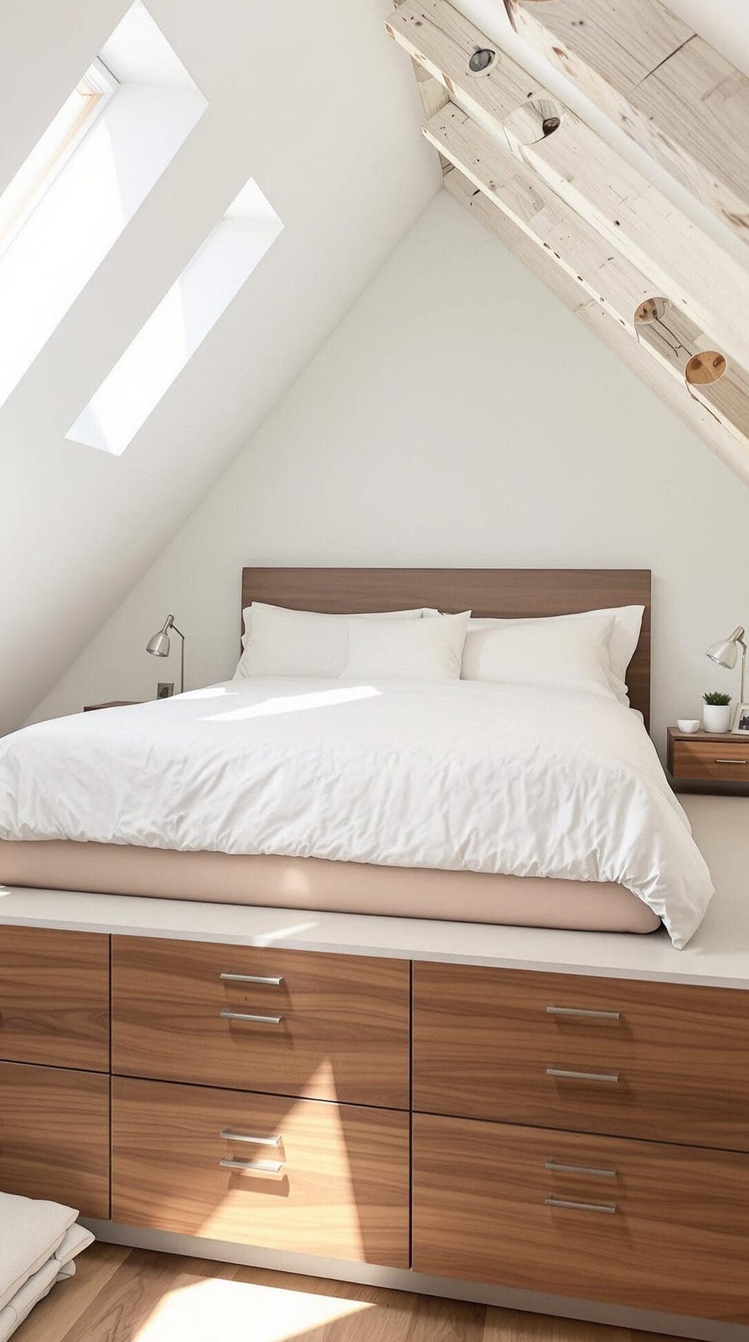 a bedroom with a bed, dresser, and window